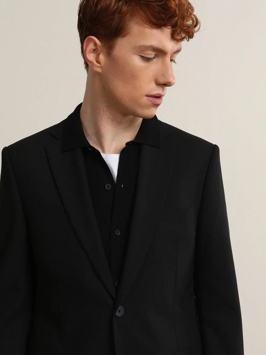 Black Striped Modern Fit Suit - 4