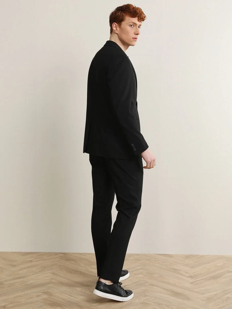 Black Striped Modern Fit Suit - 5