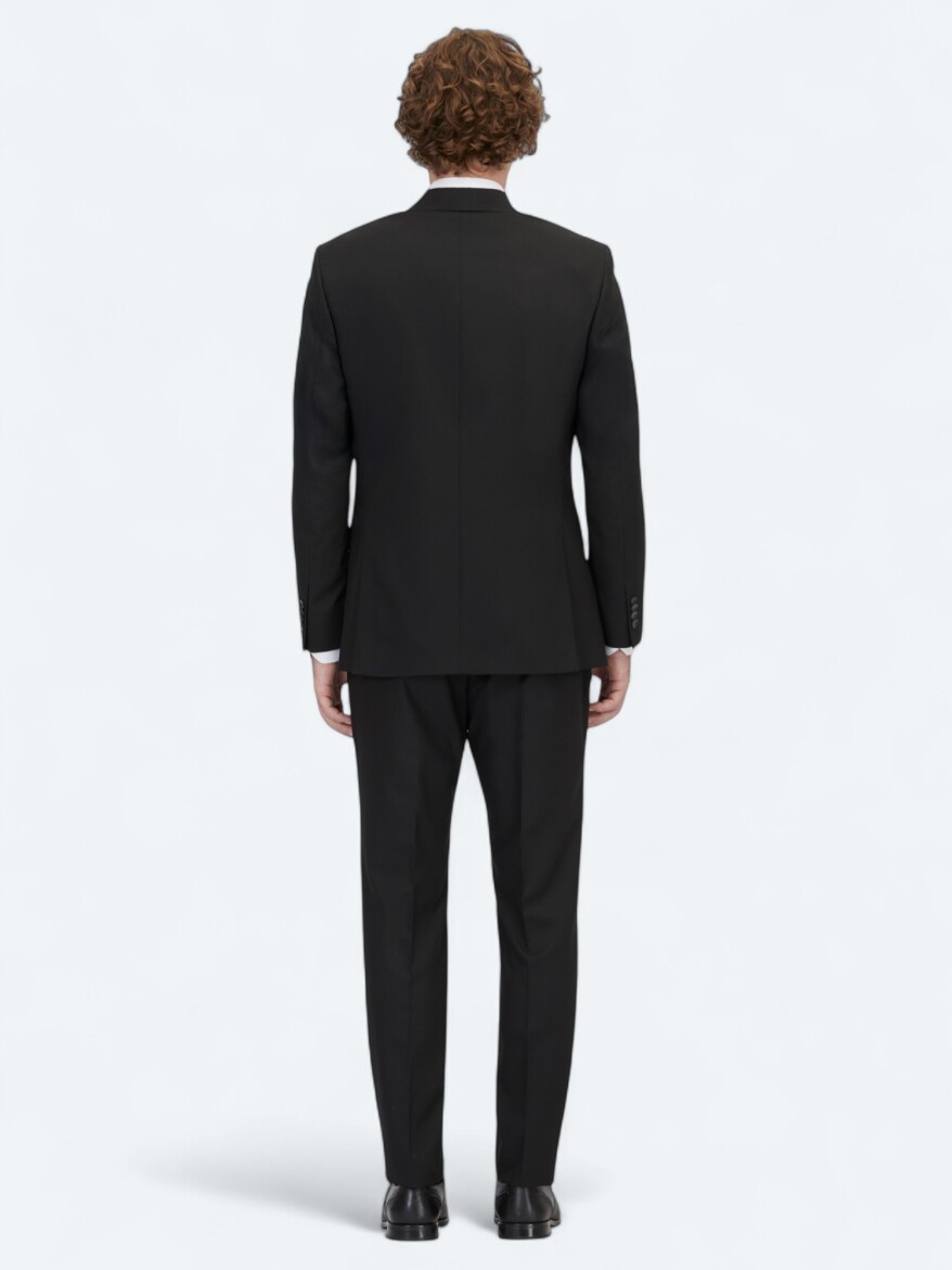 Black Striped Modern Fit Suit - 5
