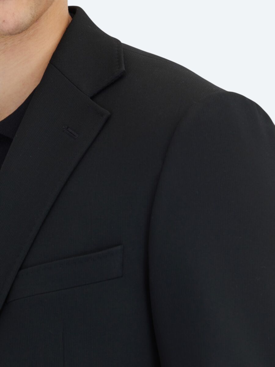 Black Striped Modern Fit Suit - 4