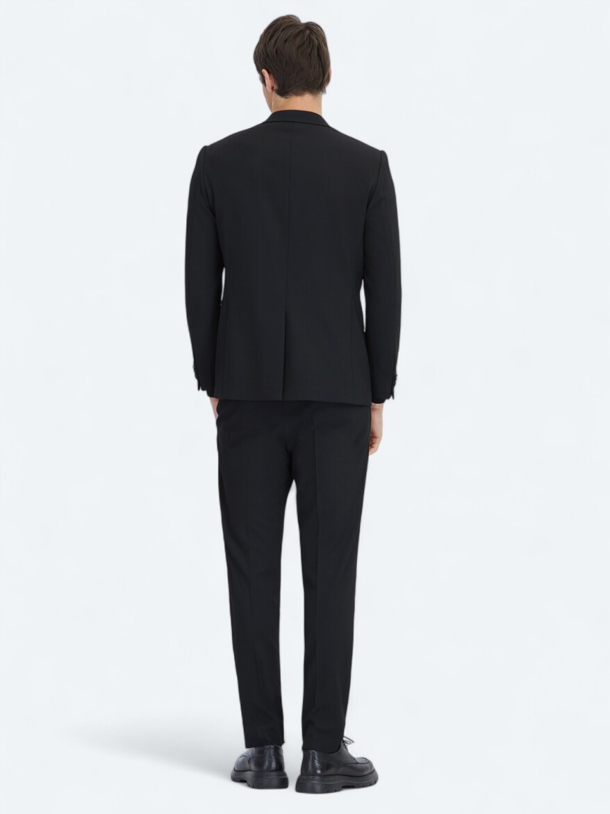 Black Striped Modern Fit Suit - 5
