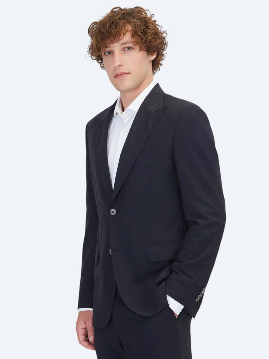 Black Striped Modern Fit Suit - KİP