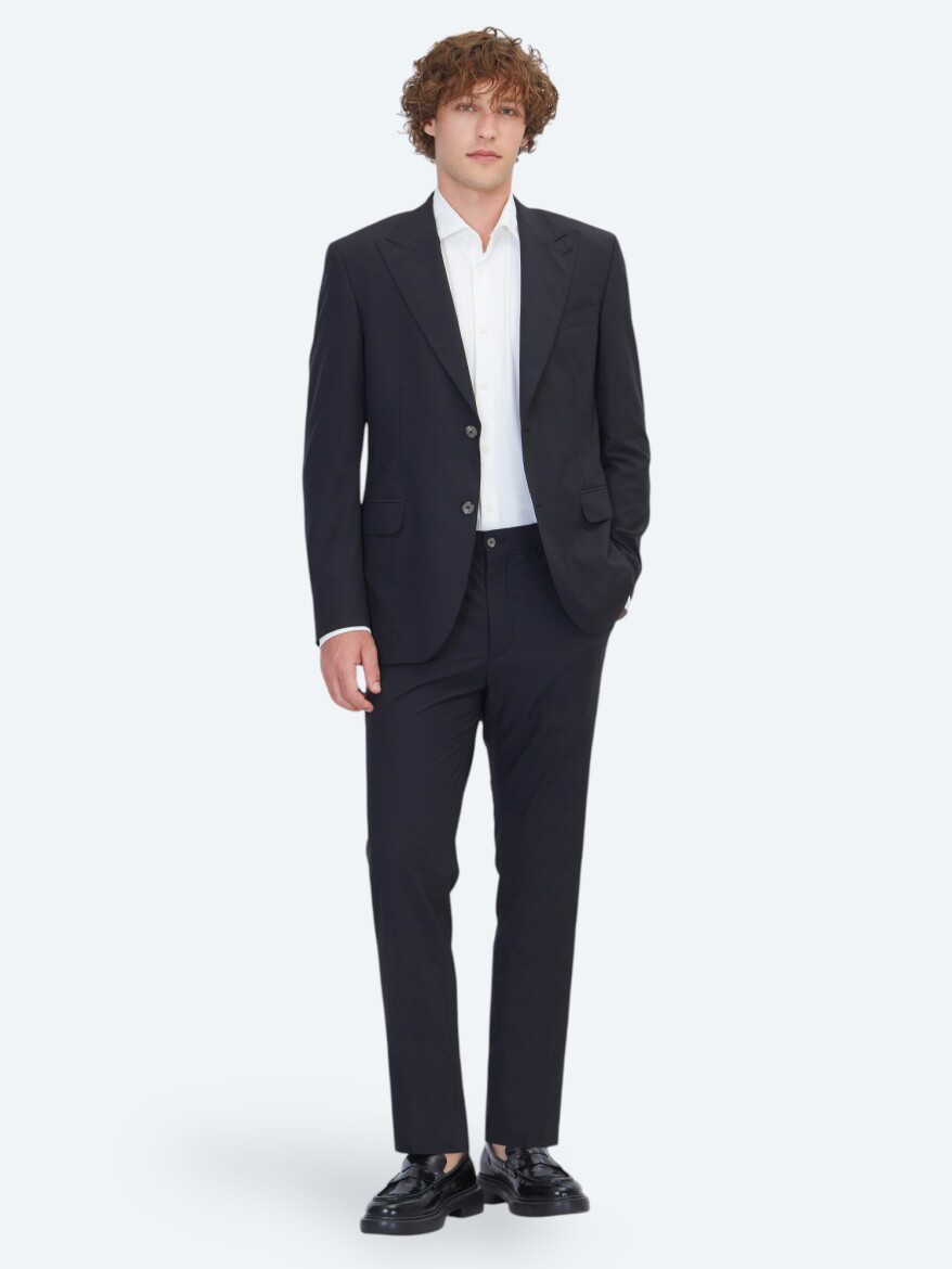 Black Striped Modern Fit Suit - KİP