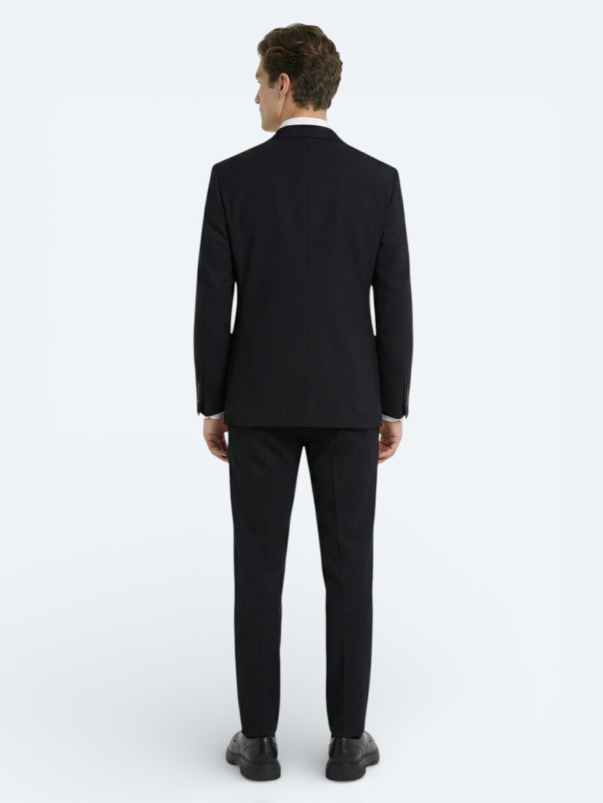 Black Striped Modern Fit Suit - 4