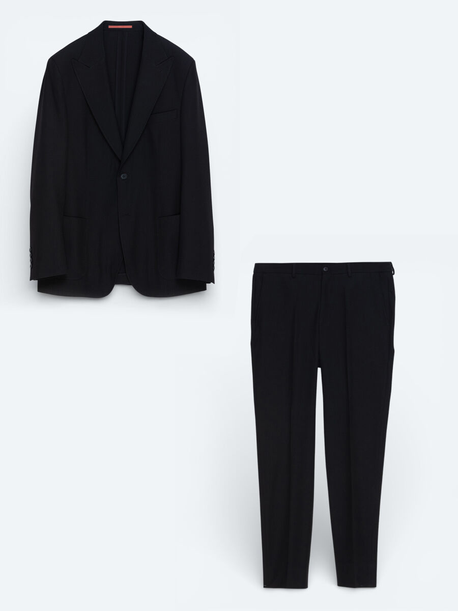 Black Striped Modern Fit Suit - 5