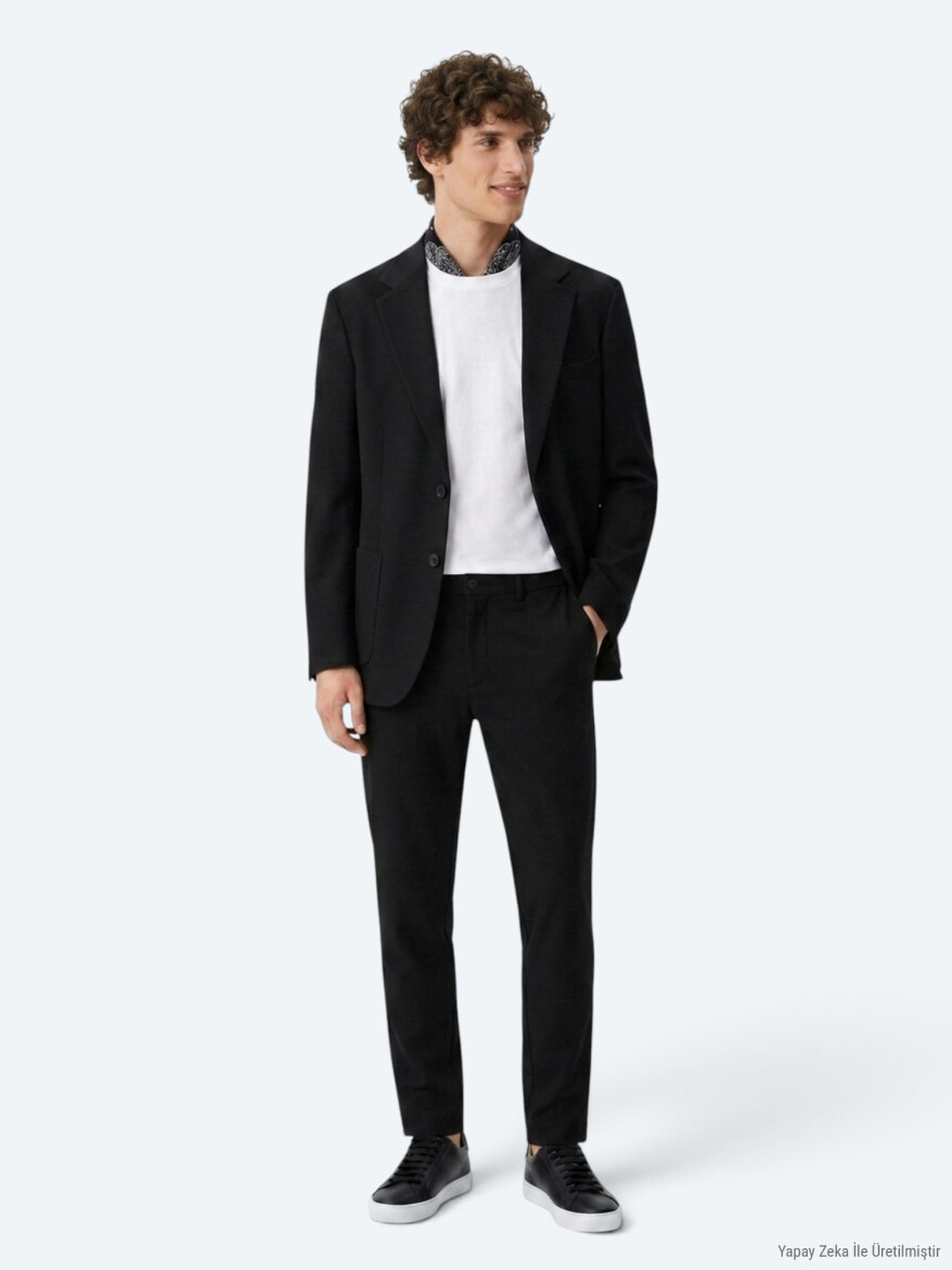 Black Striped Modern Fit Suit - 4