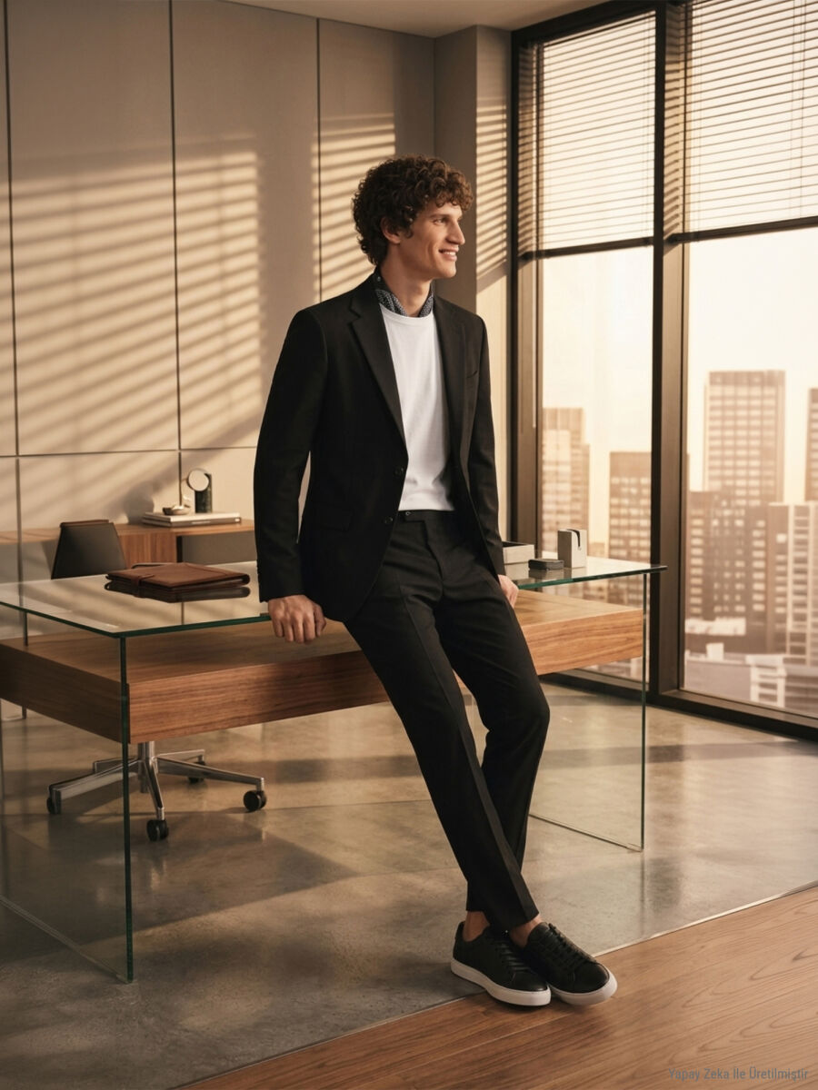 Black Striped Modern Fit Suit - 12