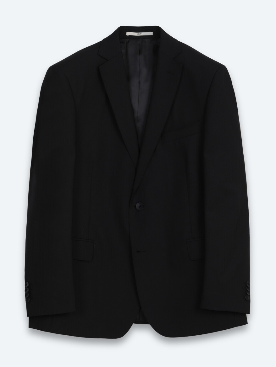 Black Striped Regular Fit 100% Wool Suit - 6