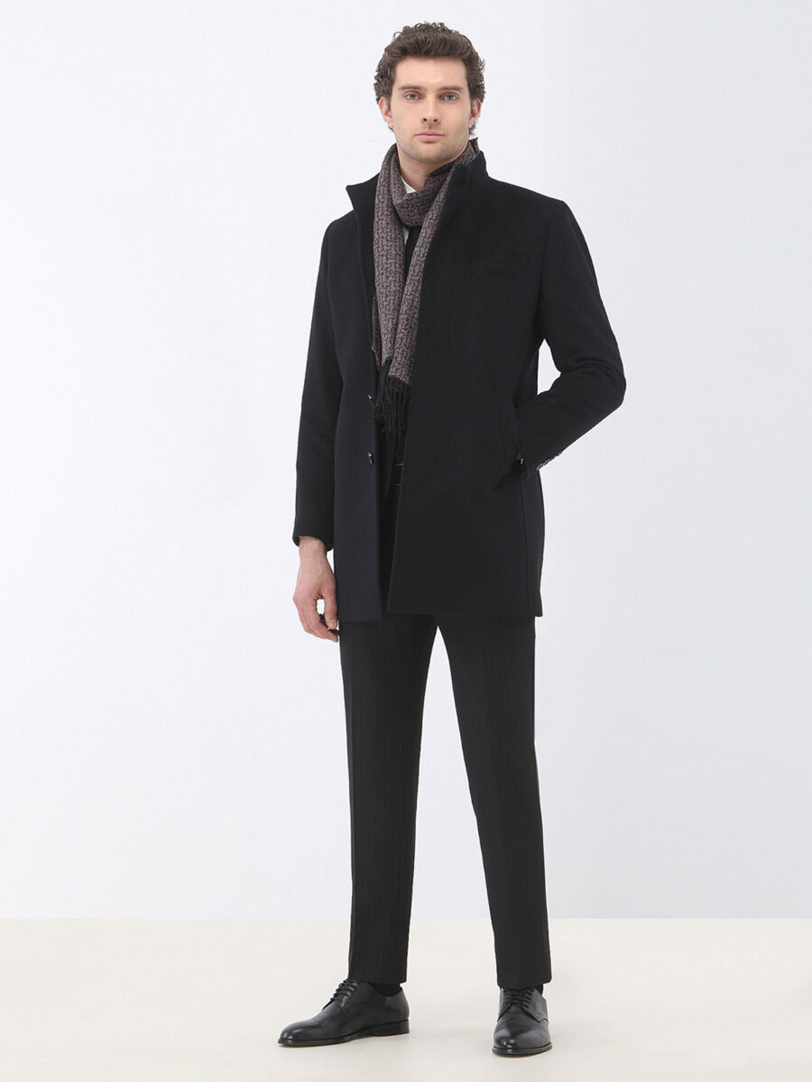 Black Striped Regular Fit Suit - 2