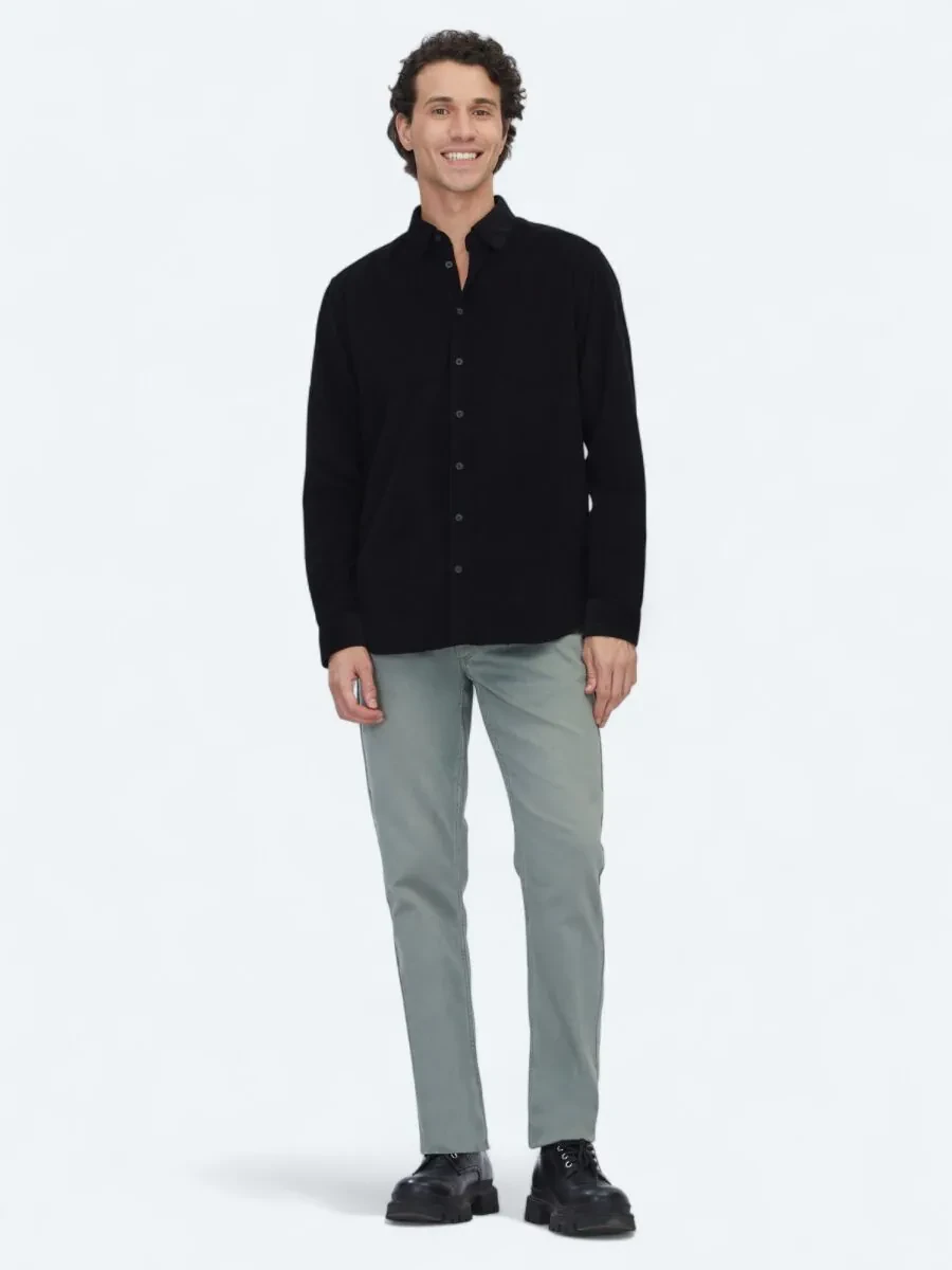 Black Striped Regular Fit Weaving Casual 100% Cotton Shirt - 2
