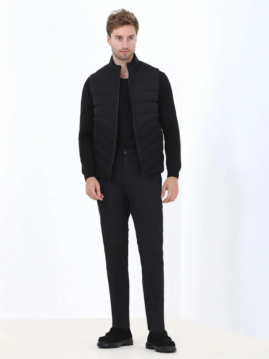 Black Striped Slim Fit Suit - 2