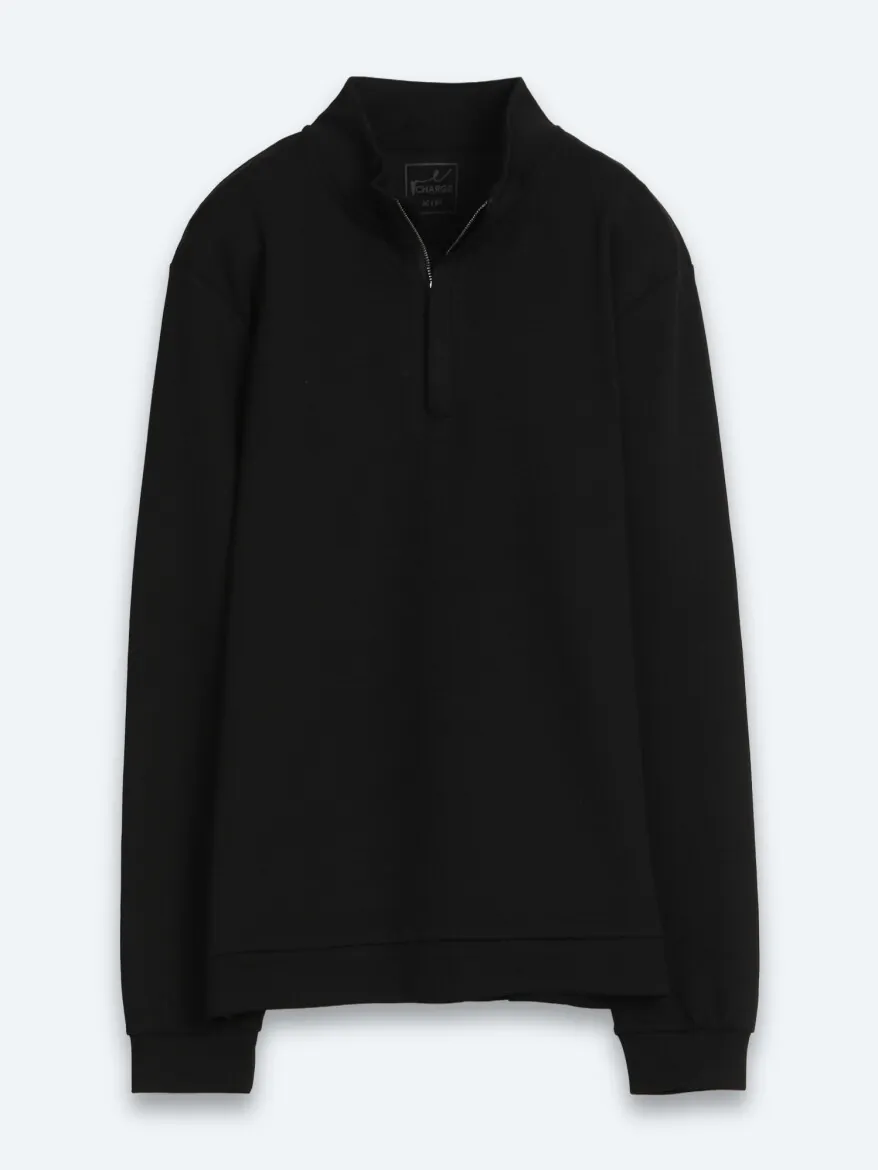 Black Turtleneck Plain Sweatshirt - 7