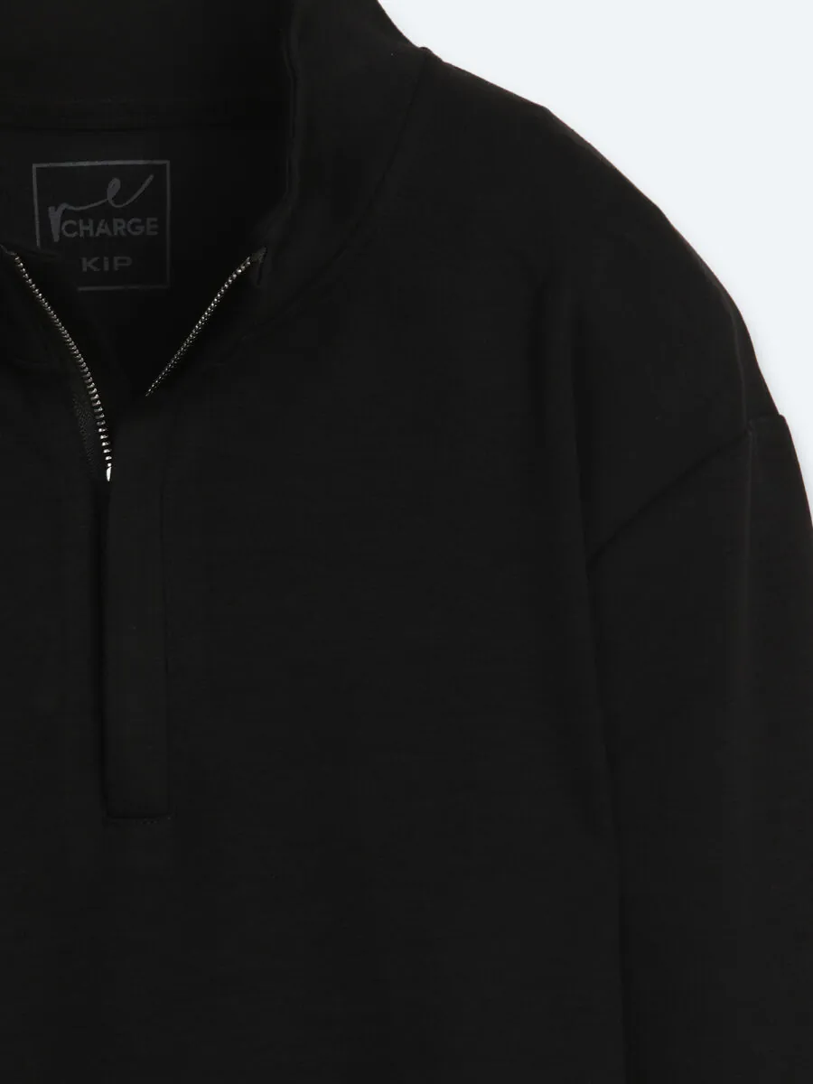 Black Turtleneck Plain Sweatshirt - 8