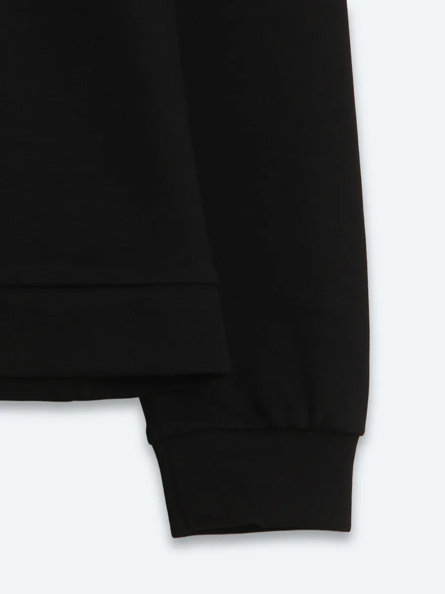 Black Turtleneck Plain Sweatshirt - 11
