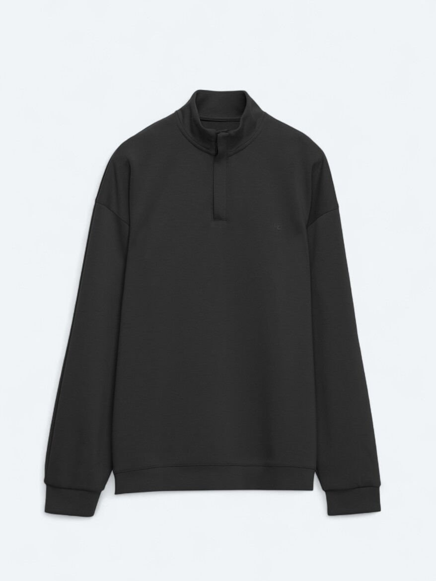 Black Turtleneck Plain Sweatshirt - 7