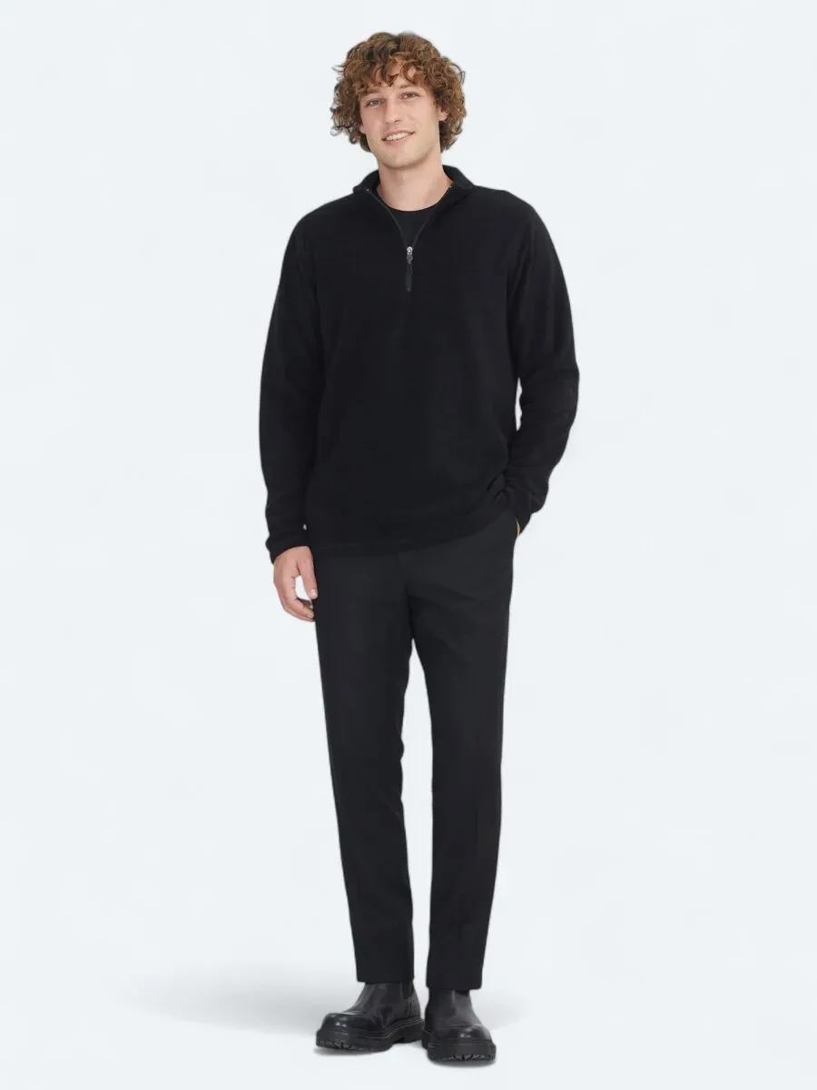 Black Turtleneck Plain Sweatshirt - 2