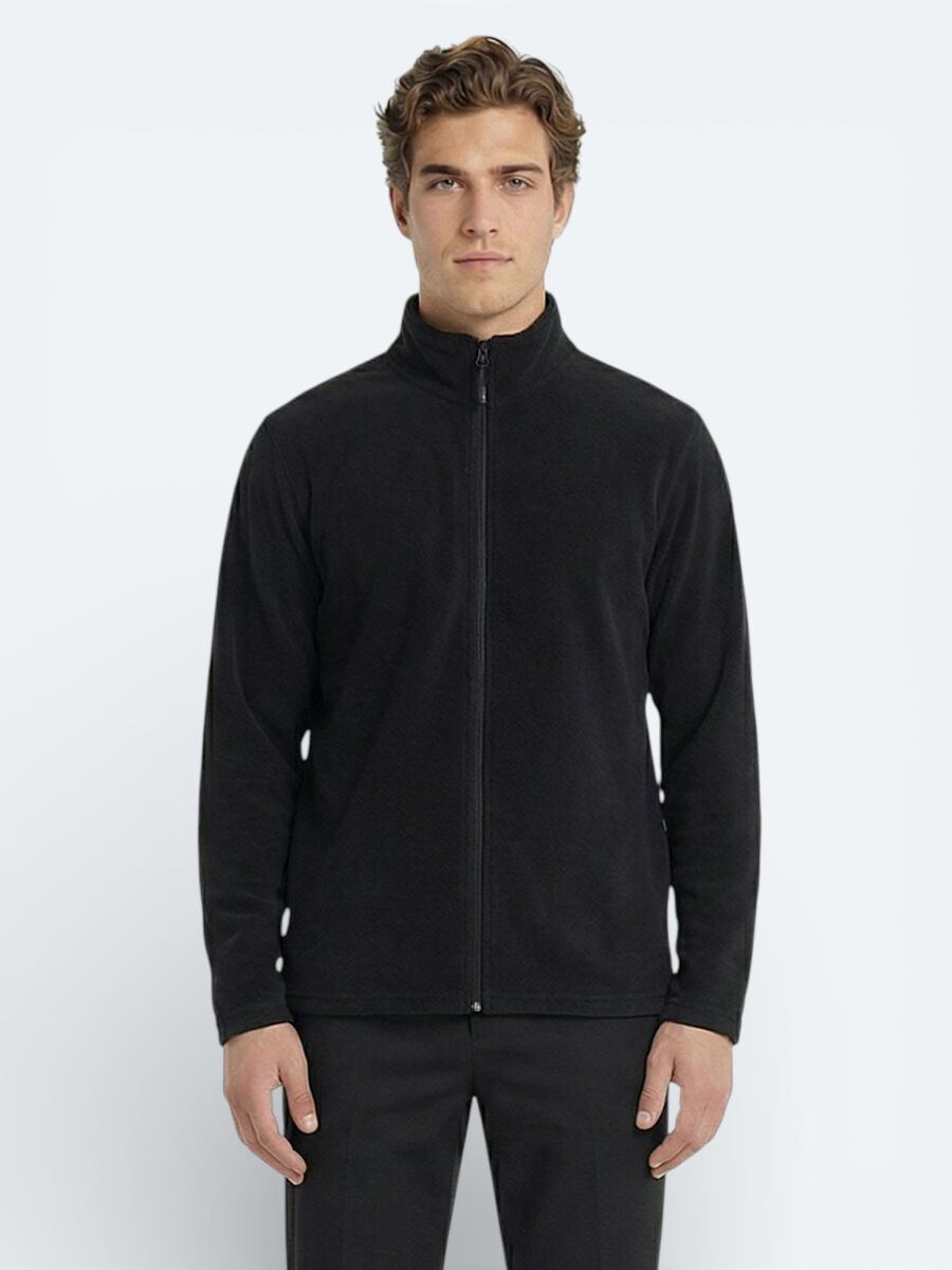 Black Turtleneck Plain Sweatshirt - 3