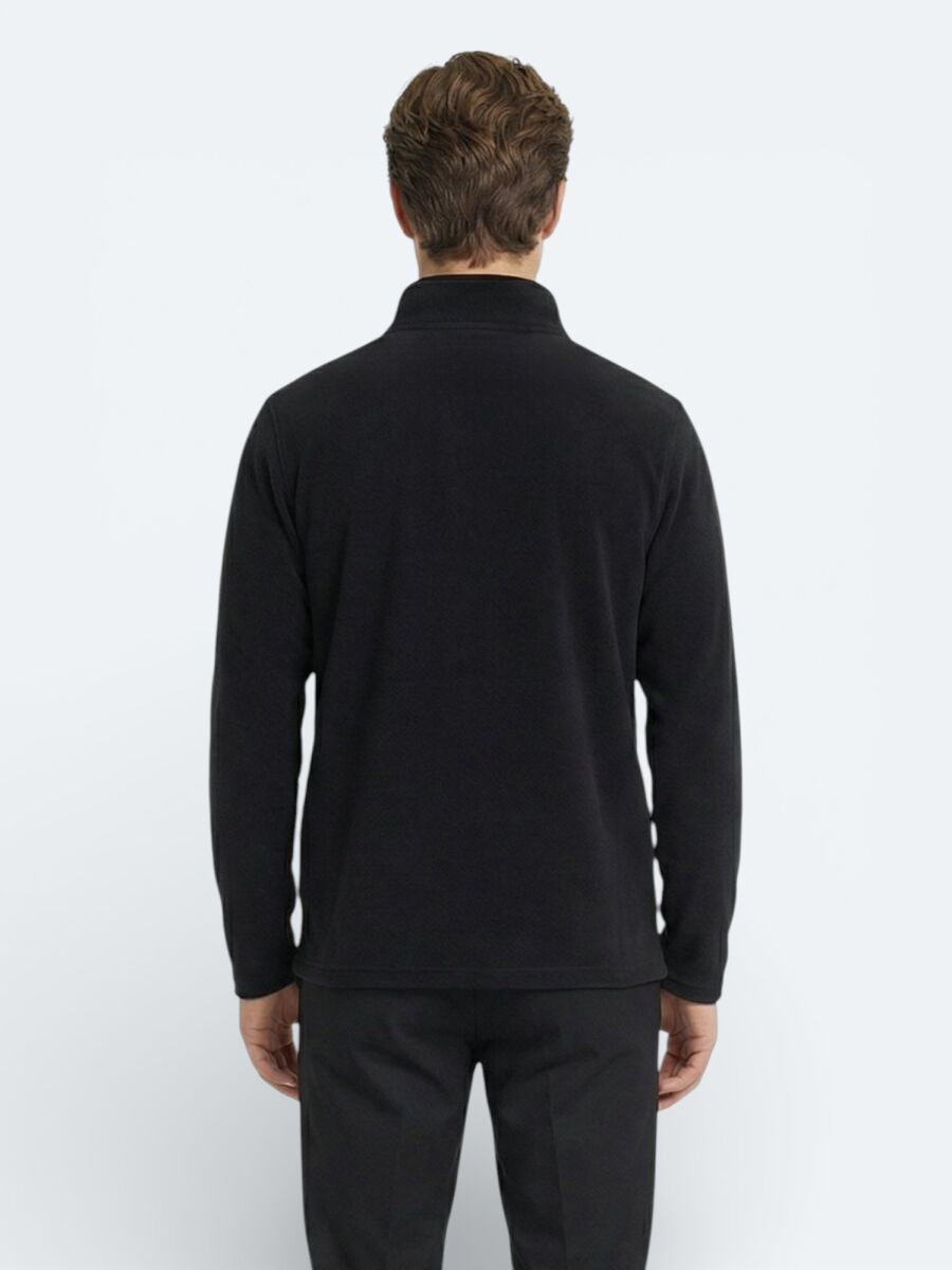 Black Turtleneck Plain Sweatshirt - 5