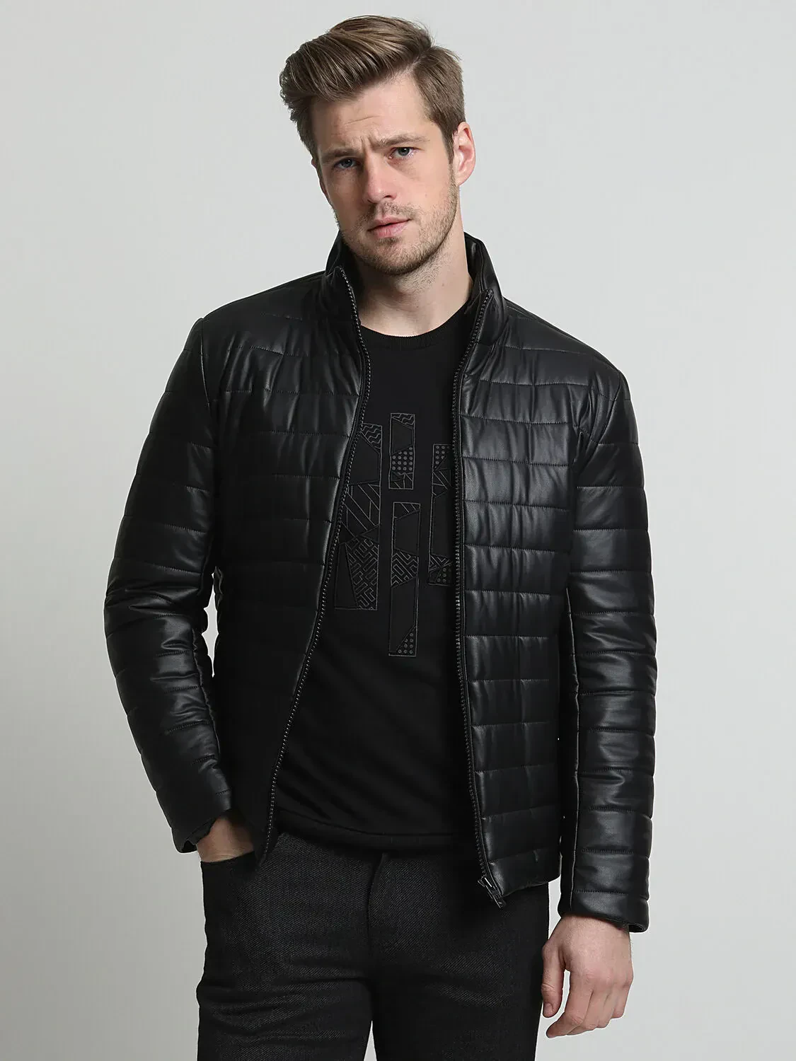 Black Weaving Coat - 1