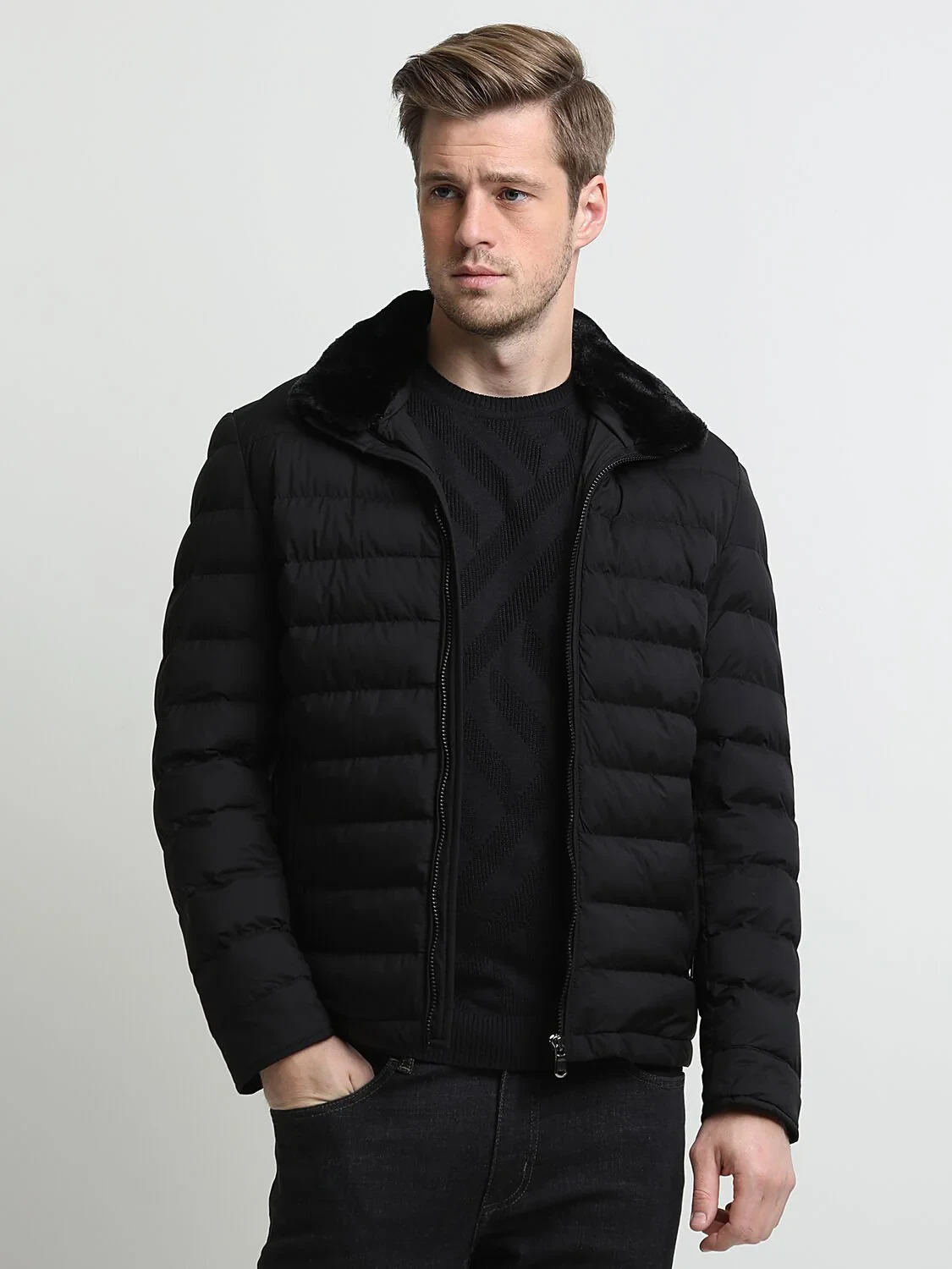 Black Weaving Coat - 1