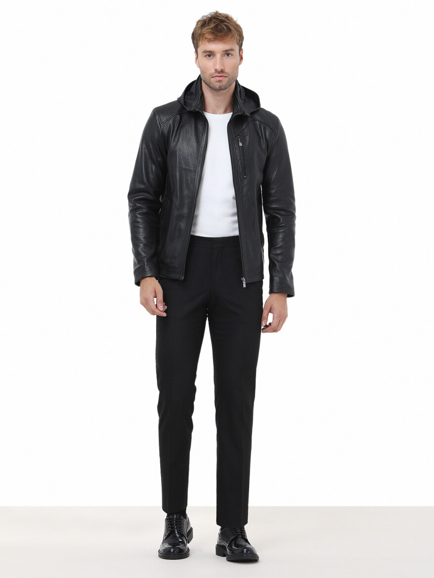 Black Weaving Fitted Fit Classical Trousers - 3