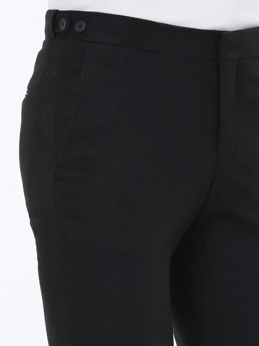 Black Weaving Fitted Fit Classical Trousers - 4