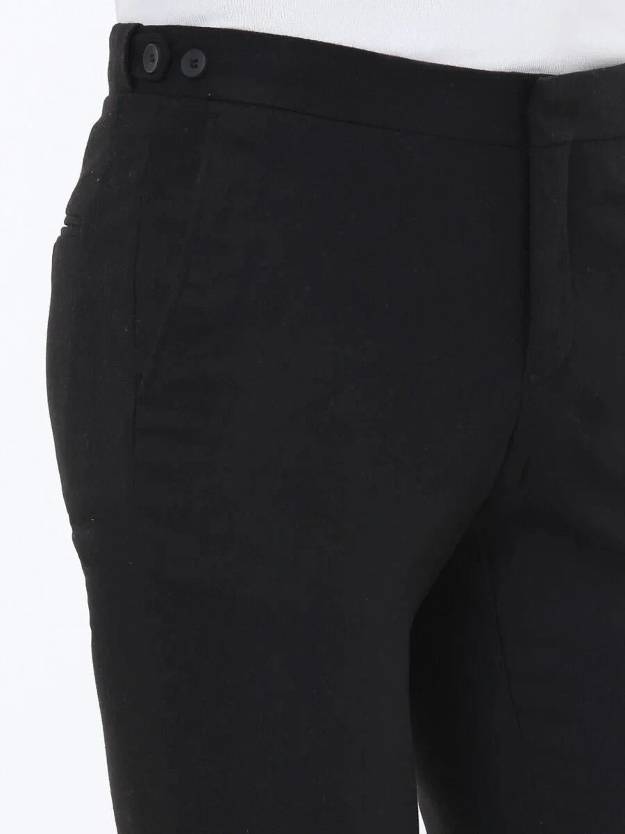 Black Weaving Fitted Fit Classical Trousers - 4