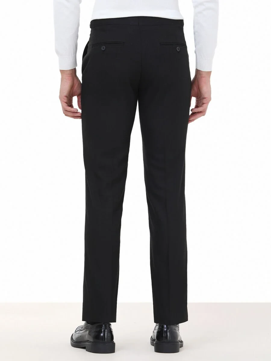 Black Weaving Fitted Fit Classical Trousers - 6