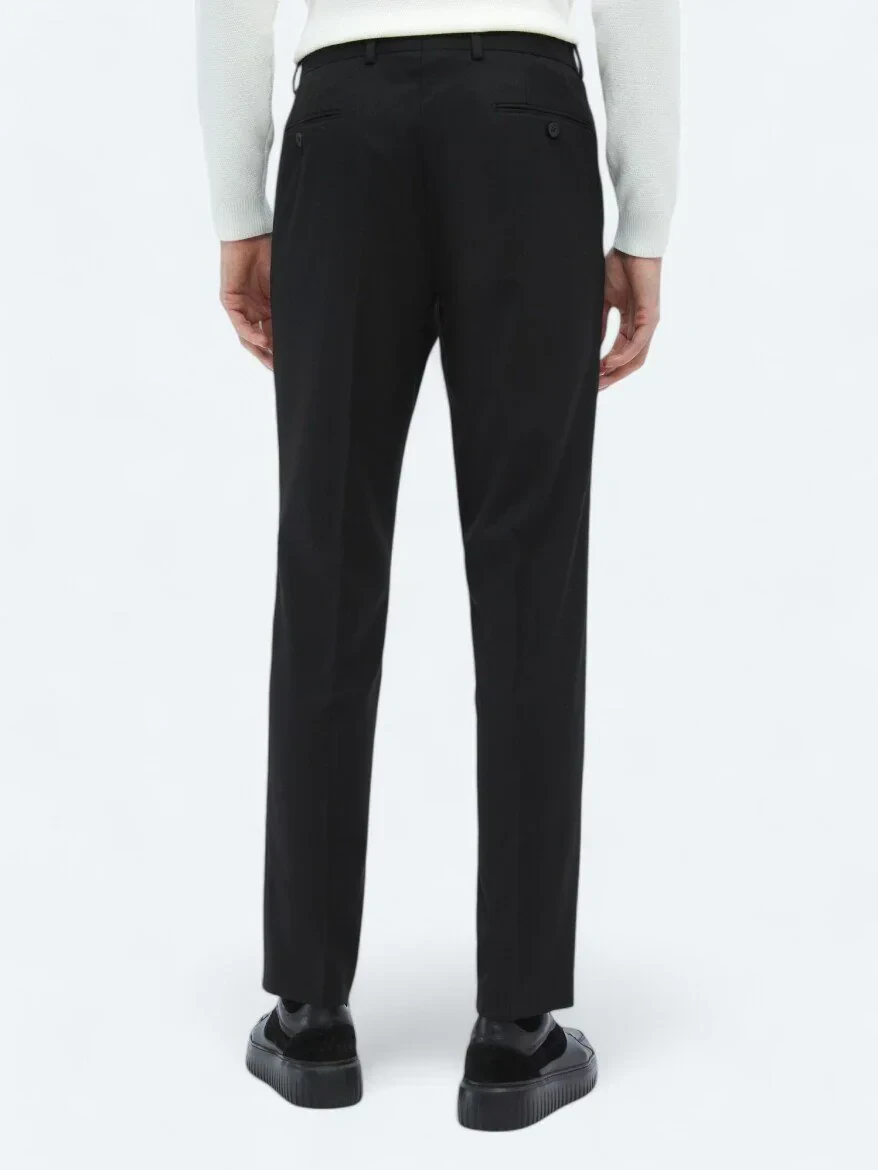 Black Weaving Fitted Fit Classical Trousers 