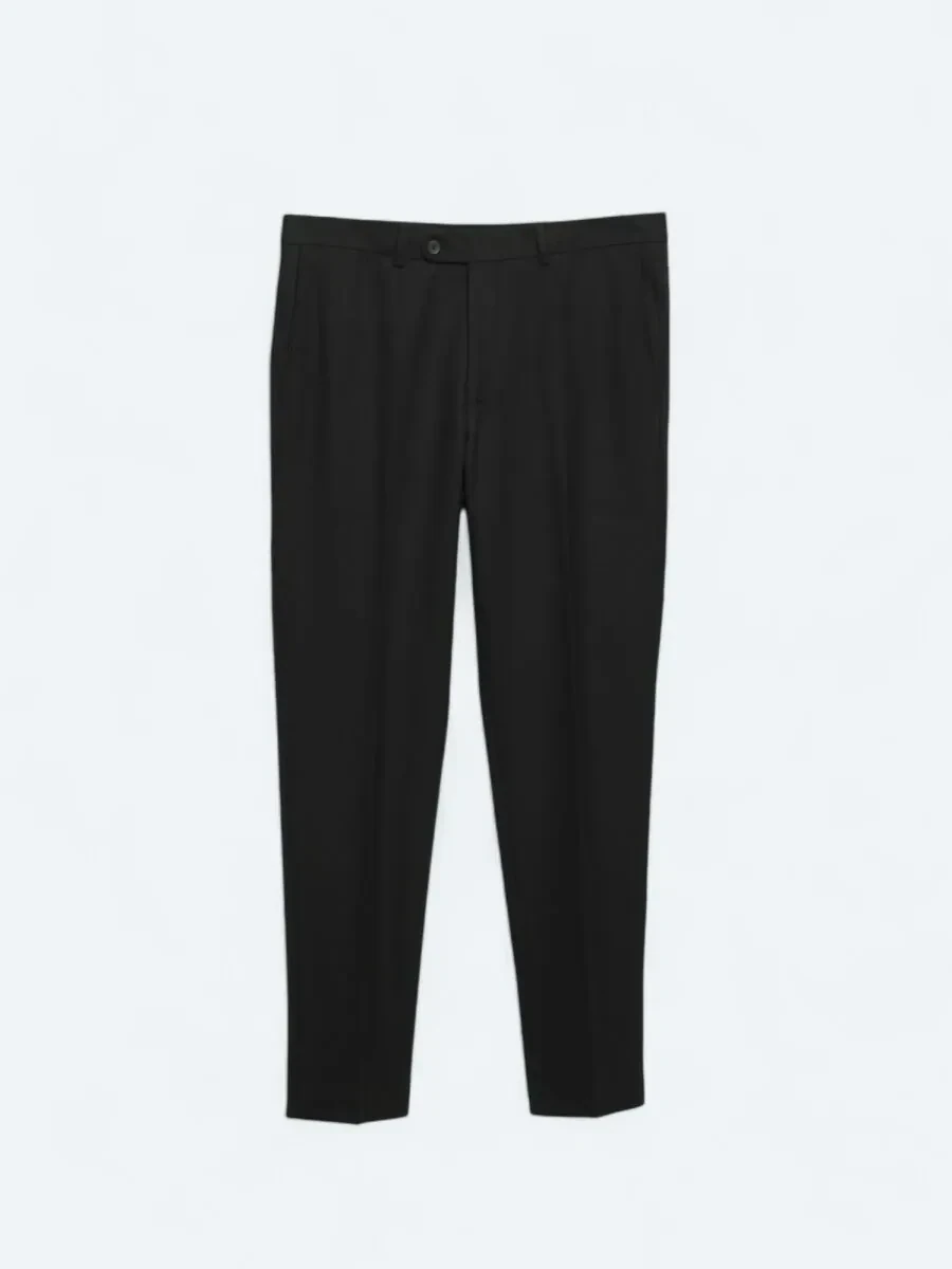 Black Weaving Fitted Fit Classical Trousers - 5