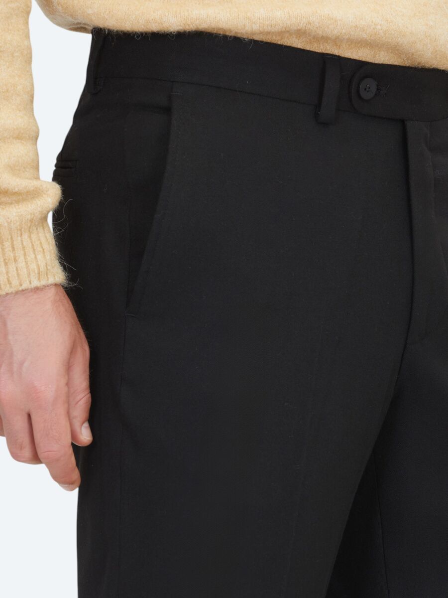Black Weaving Fitted Fit Classical Trousers - 3