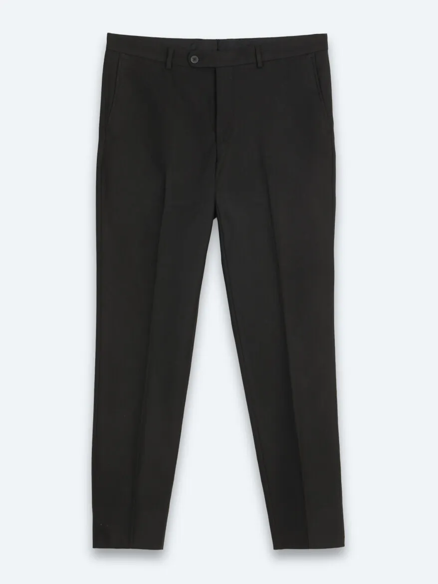 Black Weaving Fitted Fit Classical Trousers - 7