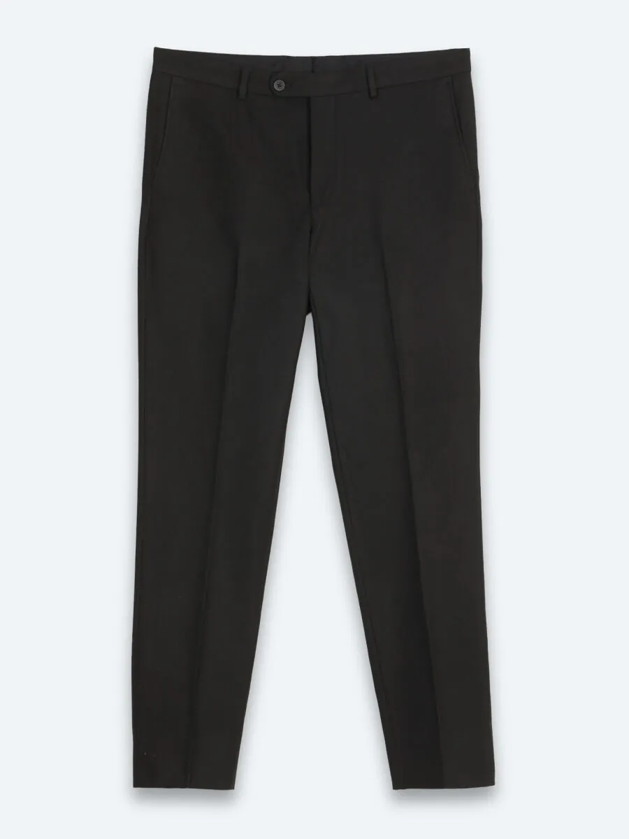 Black Weaving Fitted Fit Classical Trousers - 7
