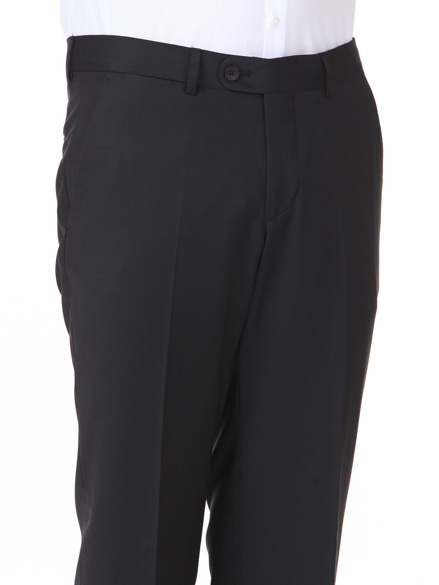 Black Weaving Fitted Fit Classical Wool Blended Trousers - 2