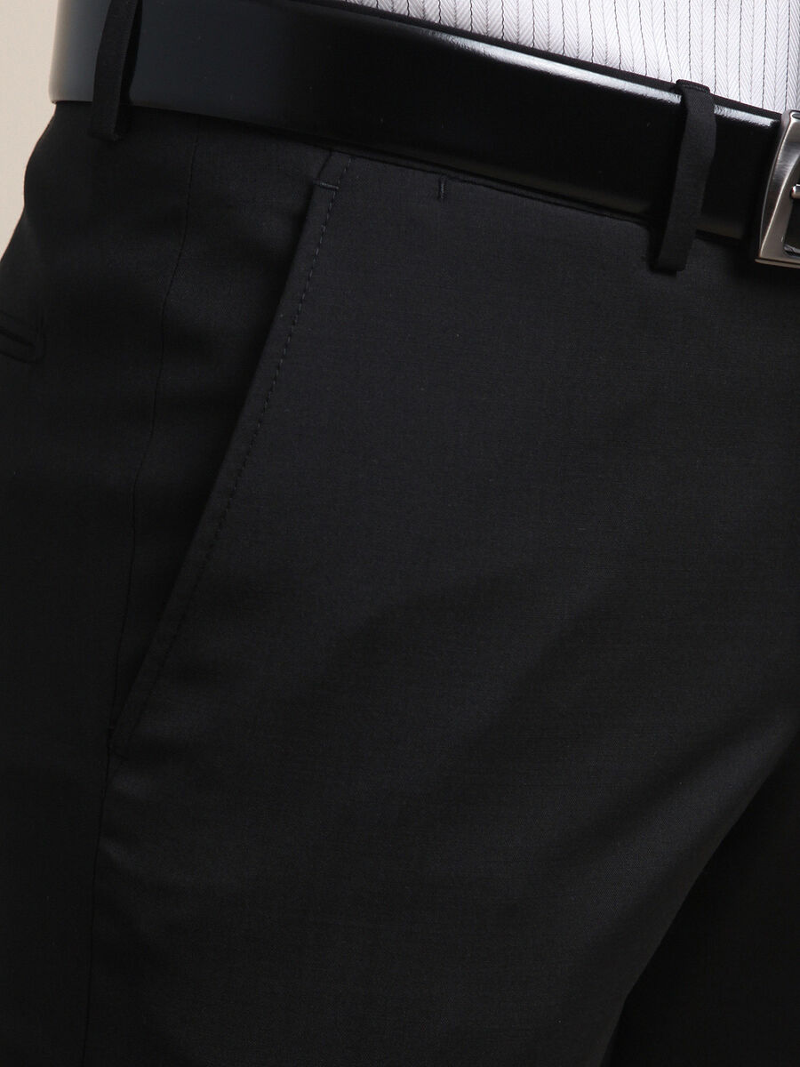 Black Weaving Fitted Fit Classical Wool Blended Trousers - 4