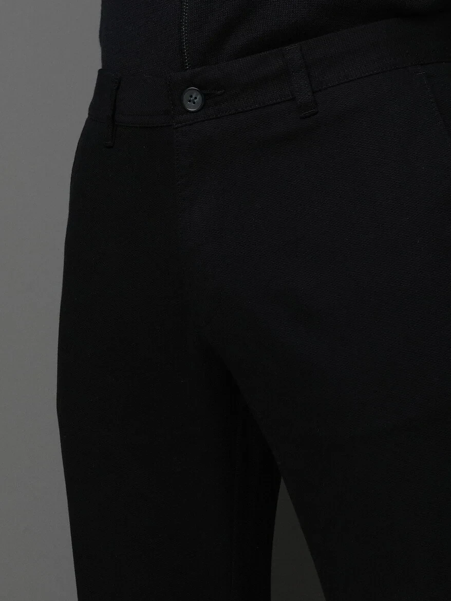 Black Weaving Fitted Fit Classical Wool Blended Trousers - 3