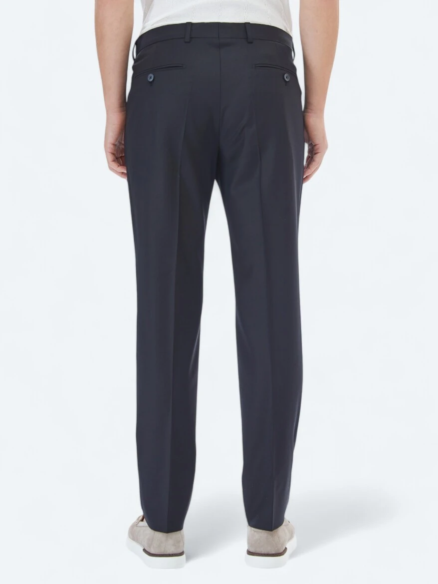 Black Weaving Fitted Fit Classical Wool Blended Trousers - 5