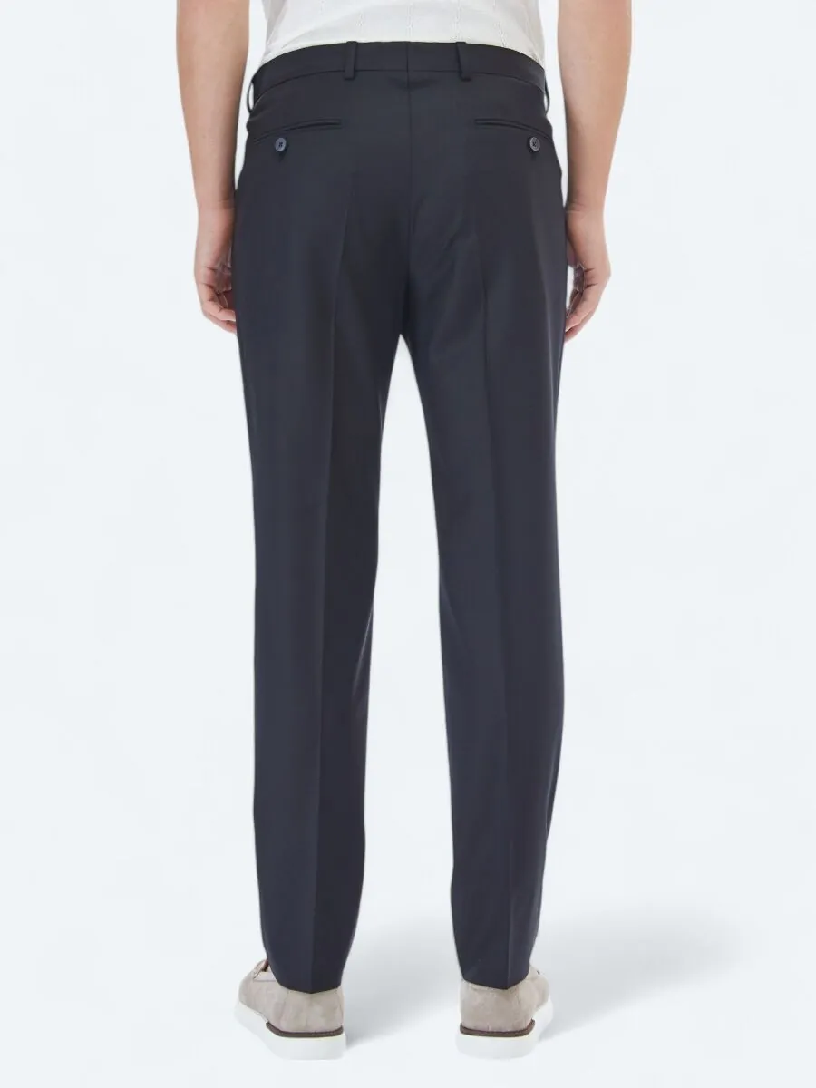 Black Weaving Fitted Fit Classical Wool Blended Trousers - 5