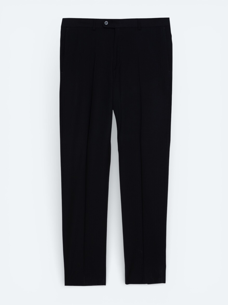 Black Weaving Fitted Fit Classical Wool Blended Trousers - 5