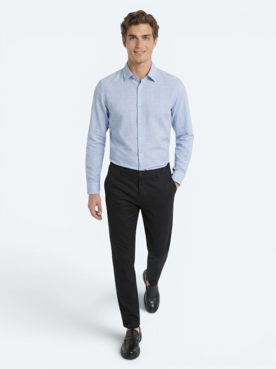 Black Weaving Jogging Fit Casual 100% Linen Trousers - 4