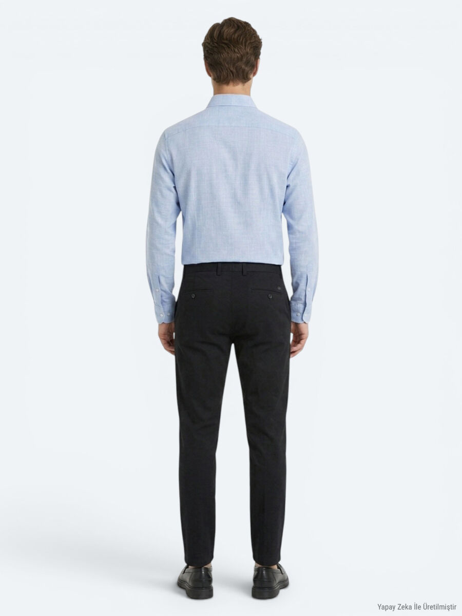 Black Weaving Jogging Fit Casual 100% Linen Trousers - 5