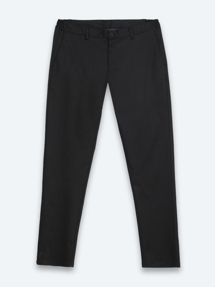 Black Weaving Jogging Fit Casual Cotton Blended Trousers - 6