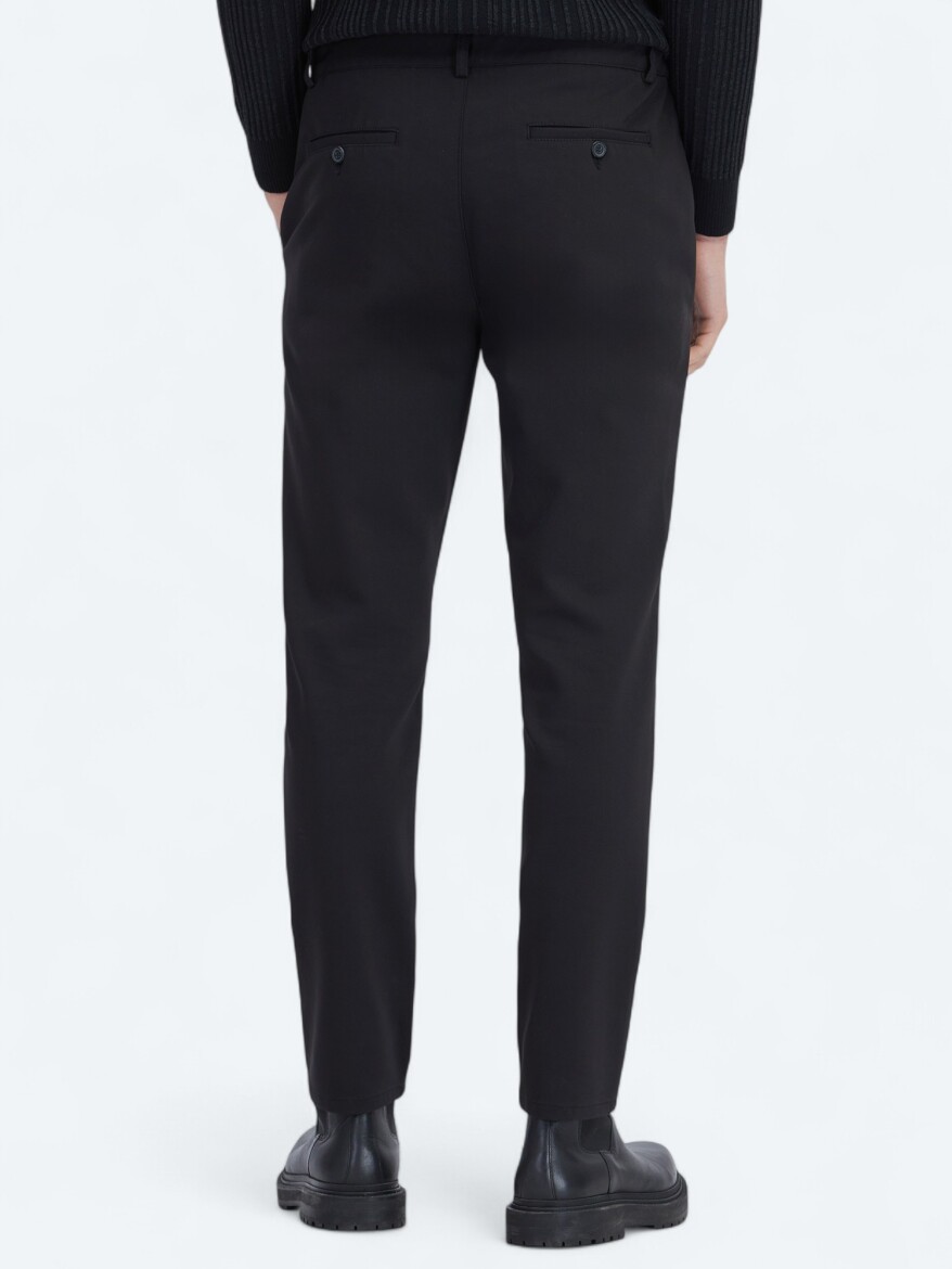 Black Technical Casual Cotton Blended Trousers - 4