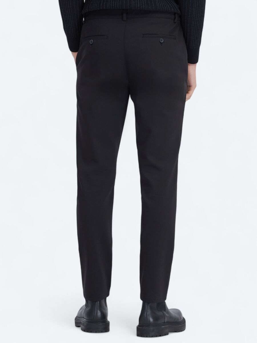 Black Technical Casual Cotton Blended Trousers - 4