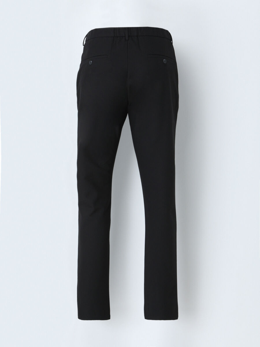 Black Weaving Jogging Fit Casual Trousers - 3