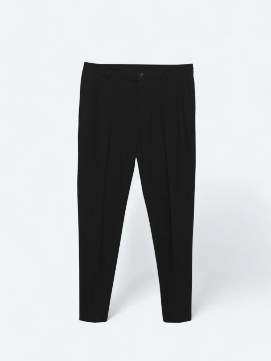 Black Weaving Jogging Fit Casual Trousers 