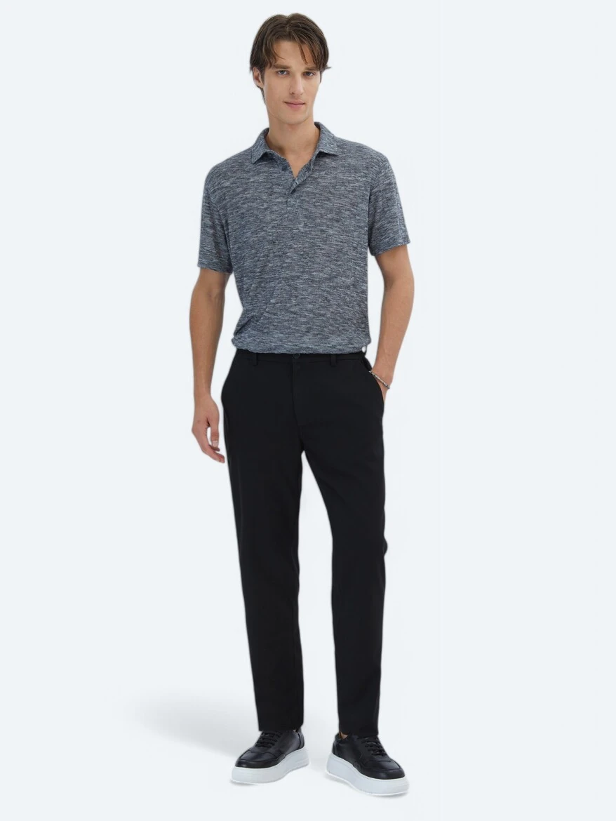 Black Weaving Jogging Fit Casual Trousers 