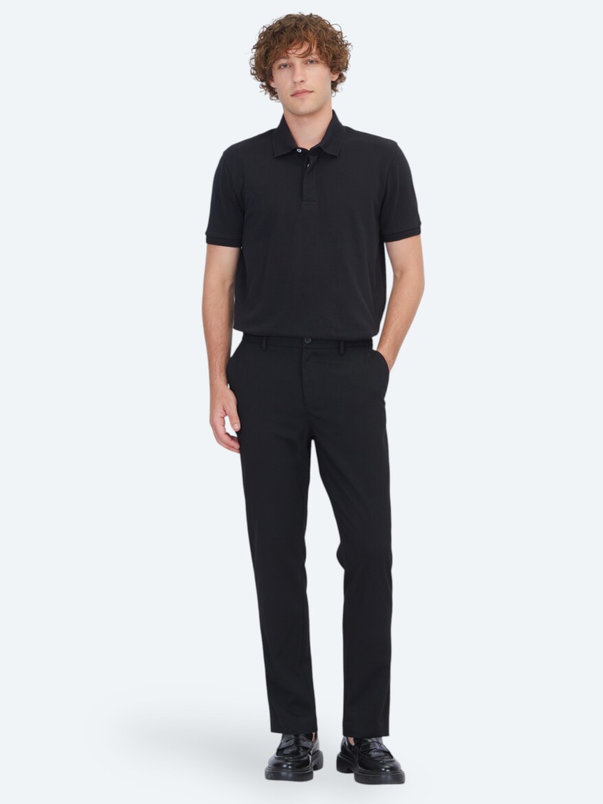 Black Weaving Jogging Fit Casual Trousers 