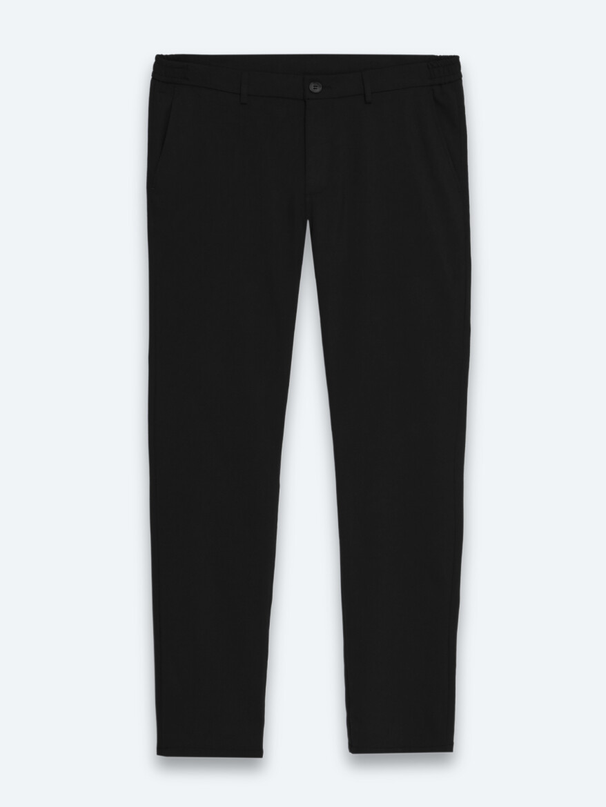 Black Weaving Jogging Fit Casual Trousers - 6