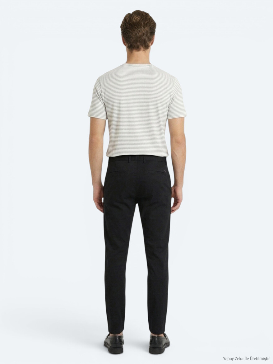 Black Weaving Jogging Fit Casual Trousers - 5
